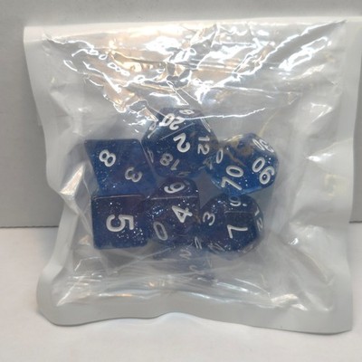 Gleaming Blue 7 Dice Set Poly RPG DnD Dungeons Dragons AD&D Pathfinder d20 NEW