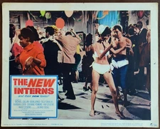 Michael Callan & woman at wacky party NEW INTERNS original 1964 Lobby Card 1447