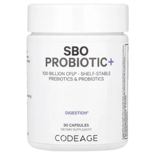 2 X Codeage, Digestion, SBO Probiotic+, Shelf-Stable, 100 Billion CFU, 90 Capsul