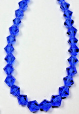 2 of 13" Strand 104 Vintage Czech Glass Sapphire Blue Faceted Bicone Beads 6x6mm