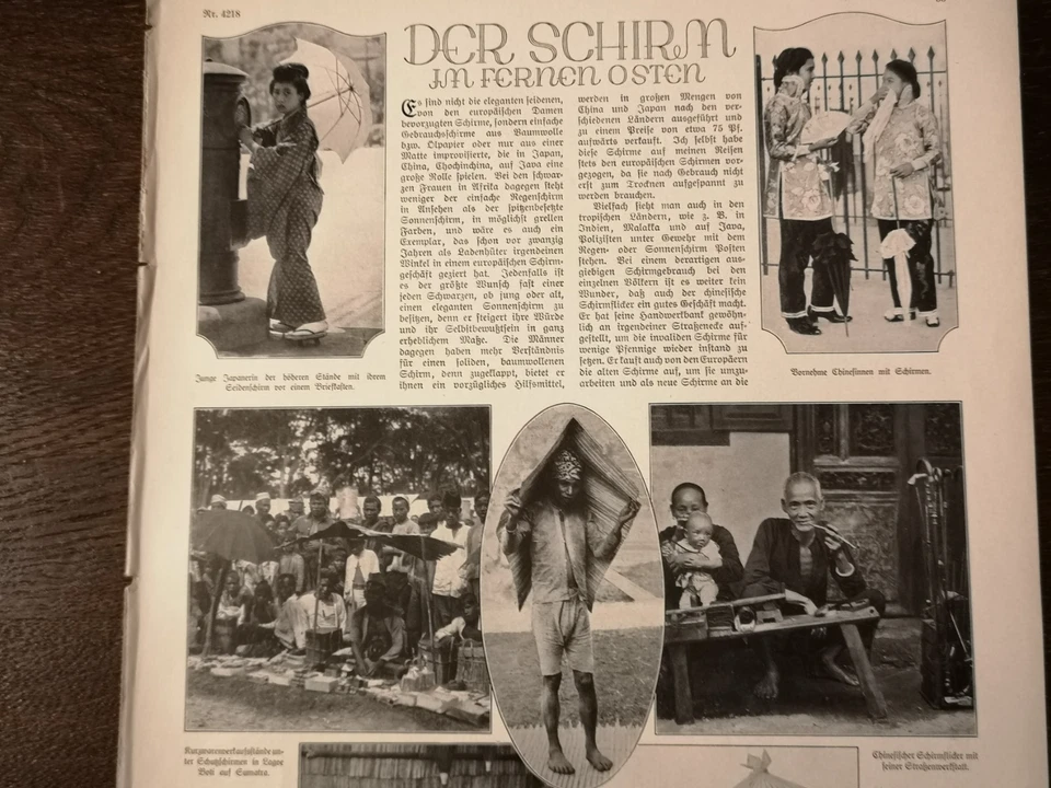 RK 1926 Zeitungsdruck 4218 Der Schirm im Ferne Osten  Sumata Java Japan Vietnam - Bild 2 von 3