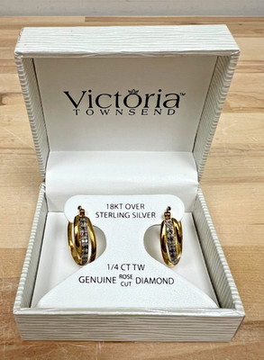 Victoria Townsend Diamond Earring 1/4ct TW - 18kt Over Sterling Silver NWT