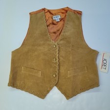 KORET Womens Tan Suede Leather Vest Size L Western Boho Tie Detail Pockets New