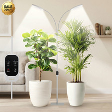 48W Dual-Head LED Full Spectrum 3/9/12/16H Timer Grow Lights for Indoor Plants