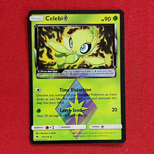 Celebi Prism Star 19/214 Lost Thunder Prism Rare Holo EN 2018 HP 90