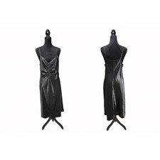A New Day Women’s Black Satin Slip Dress Size L Midi Adjustable Straps Women