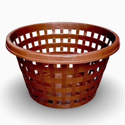 Vintage Rubbermaid Round Wicker Weave Laundry Basket Brown USA Heavy Duty