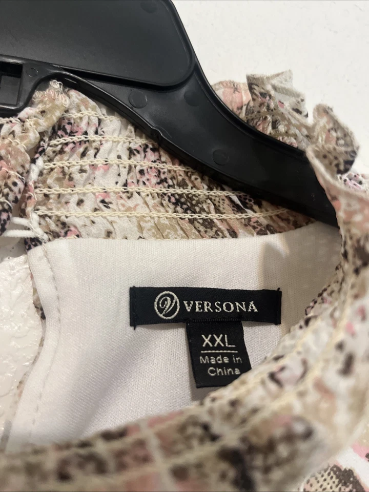 Blusa Versona Para Mujer Talla XXL Estampado Serpiente Cintura Elástica Volantes Botón Espalda” Foto 2 de 4