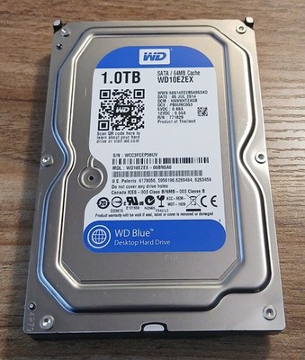 Western Digital Blue (7200RPM, 3.5'', SATA III, 64MB Cache) 1TB Wiped/Tested
