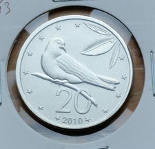 COOK ISLANDS 2010 20c UNCIRCULATED coin. DOVE