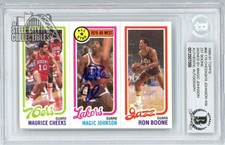 Magic Johnson Cheeks Boone 1980-81 Topps Autograph Rookie Card #66 BAS