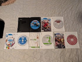 Nintendo Wii Lot - Black Console [RVL-001] - Controllers - Charging Dock - Games