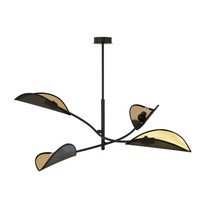 Deckenleuchte Deckenlampe Verstellbar L: 102 Cm Metall Stoff 4X E14 Schwarz Gold