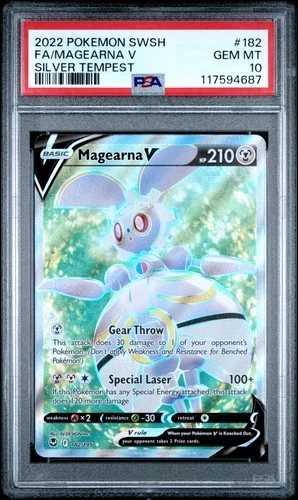 2022 POKEMON SWORD & SHIELD SILVER TEMPEST #182 FULL ART/MAGEARNA V PSA 10