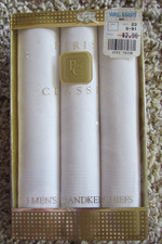 NEW/box 3 pk PARIS CLASSIC men's white handkerchiefs