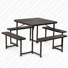 Square Picnic Table Set - 8 person (1 table & 4 benches) - Vivo Fuori 86cm 34"