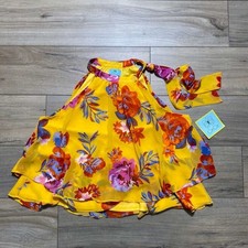 Cece Women's Floral Halter Tank Top with Adjustable Bow Size Large Yellow