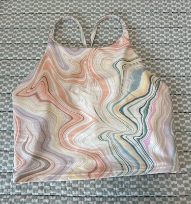 Old Navy Women s Light Support PowerSoft Built In Bra Size Size L Swirl Print