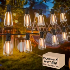 LED Outdoor String Lights 400ft Shatterproof Patio Lights with 212 Waterproof...
