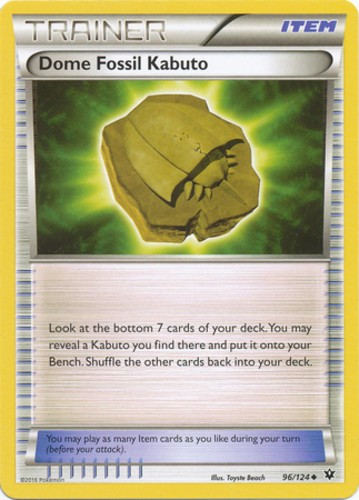 Dome Fossil Kabuto - 96/124 - Uncommon (Near Mint) XY Fates Collide - Trainer -