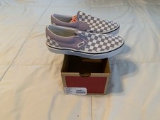 Vans Classic Slip On Shoes Youth Girls Size 3 Checkerboard Languid Purple White