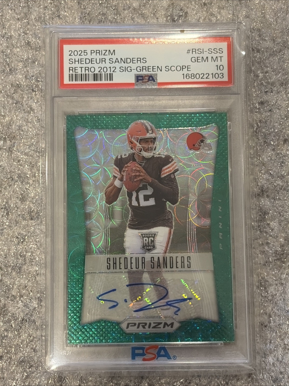 Shedeur Sanders 75/75 Rookie Auto Retro 12 Green Scope PSA 10 2025 Prizm RC