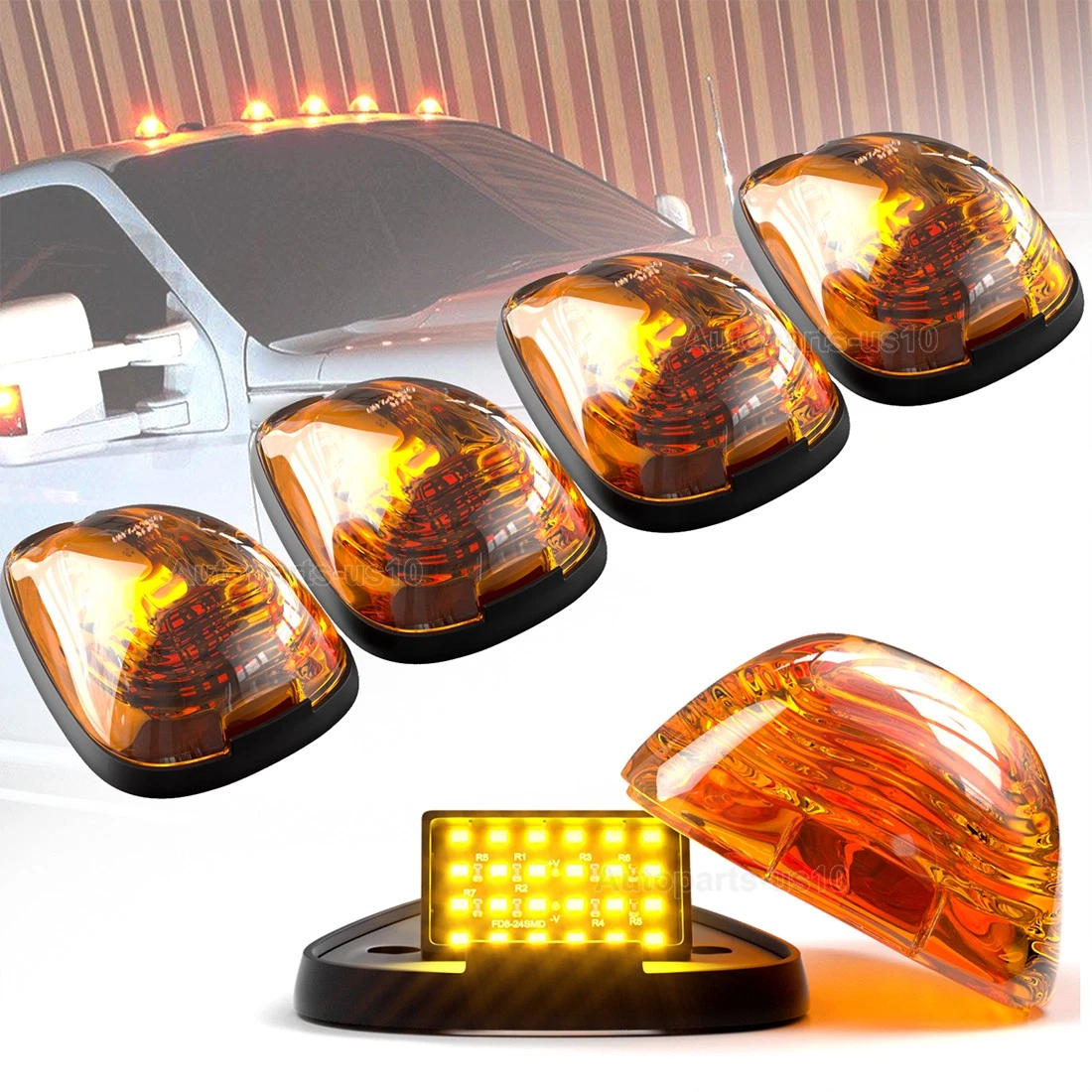 5X 24-LED Cab Roof Marker Lights For 99-16 Ford F250 F350 F450 Super Duty Truck