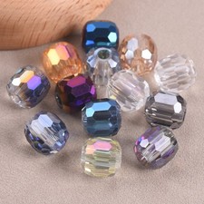 10pcs Round Cylinder 8mm 10mm 12mm 14mm Faceted Crystal Glass Loose Beads