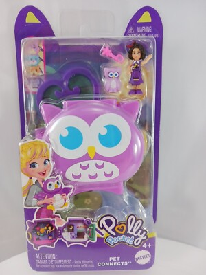 Polly Pocket Pet Compact Stackable Purple Owl Gift Doll New In Box By Mattel