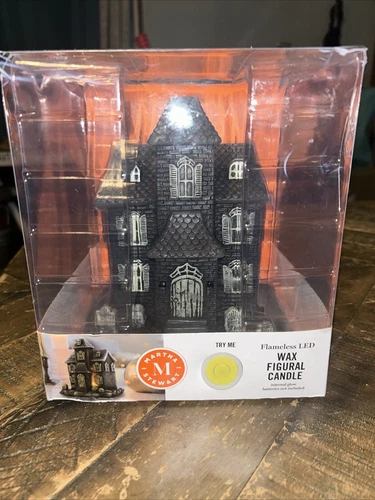 Martha Stewart LED Light Up 7.5" Haunted House Mansion Wax Candle Halloween NEW! - product listing photo