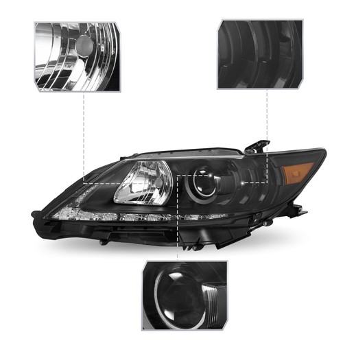 Headlights For 2013 2014 2015 Lexus ES350 ES300h Halogen Black Pairs NOT HID - Picture 8 of 9
