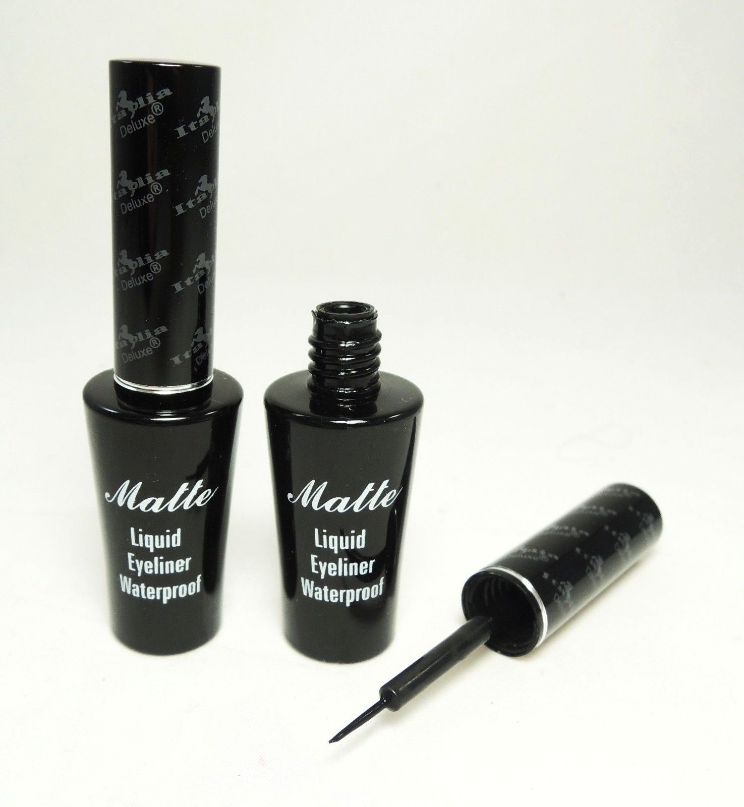 12 PCs Italia Deluxe Black Matte Waterproof Liquid Eyeliner Full size