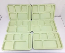 Lot of 6 Cambro Lunch Trays 6 Compartment Divided Sage Light Green BCT 1014R