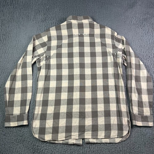 VINTAGE Polo Ralph Lauren Shirt Mens Large Cream Brown Plaid Flannel Button - 第 9/12 張圖片