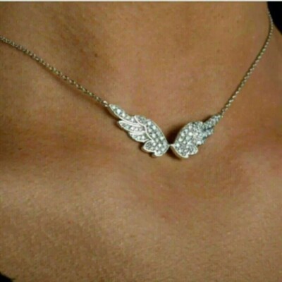 2.00 CT Round Cut Lab Created Diamond Pretty Wings Pendant 14k White Gold Finish