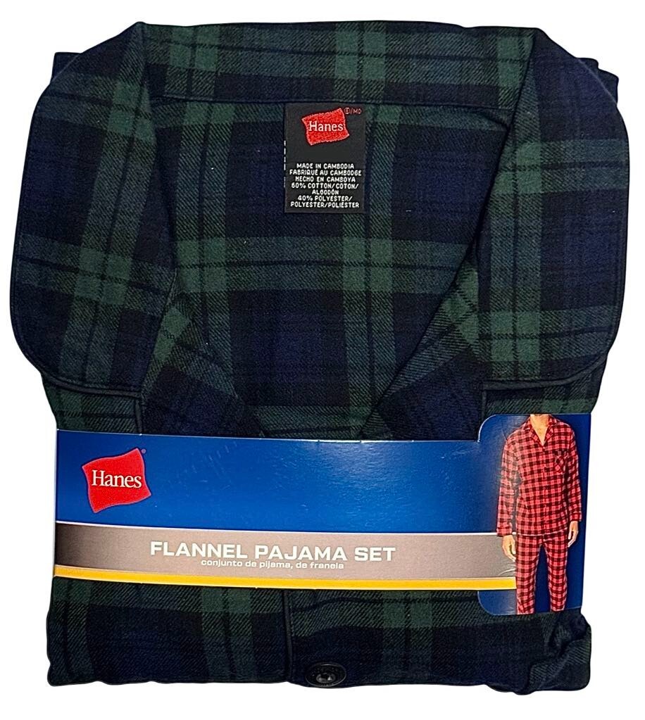 Hanes #11697 NEW Men's Multicolor Plaid Flannel Pajama Set | eBay
