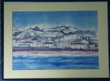 Art painting, Original watercolor, Coastal Style, beachfront image, home decor