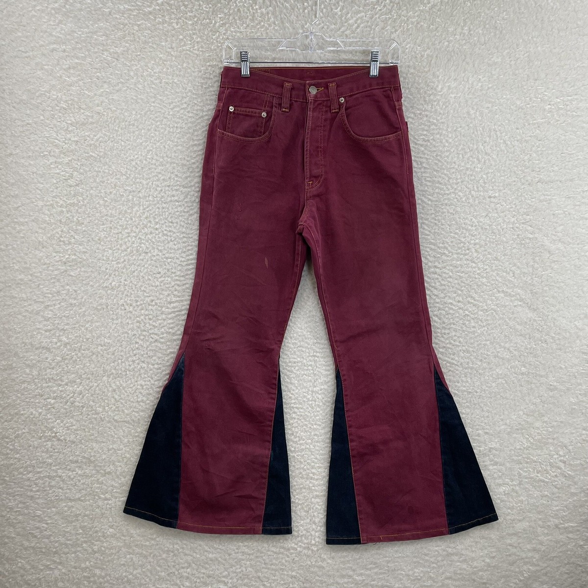 Vintage Bell Bottoms Flare Jeans 27 Short Red Denim High Waisted
