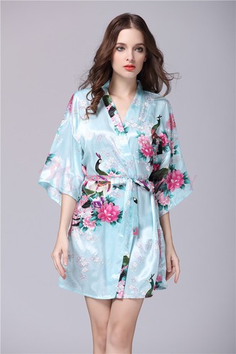 Women Gown Vintage Sleepwear Bridal Wedding Bridesmaid Robes Kimono FLORAL SATIN - Picture 31 of 54