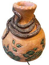 Vintage Large Native American Pottery Snake Pot Vase Signed Comanche 19” Jug/Pot