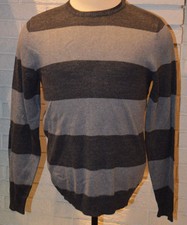 Men's Sonoma Stormy Blue Stripe Long Sleeve Crew Pullover Ltwt. Sweater S, M