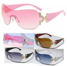 Pink Eyewear Women Sunglasses Shield Wrap Around Fashion Designer One Lens Shade