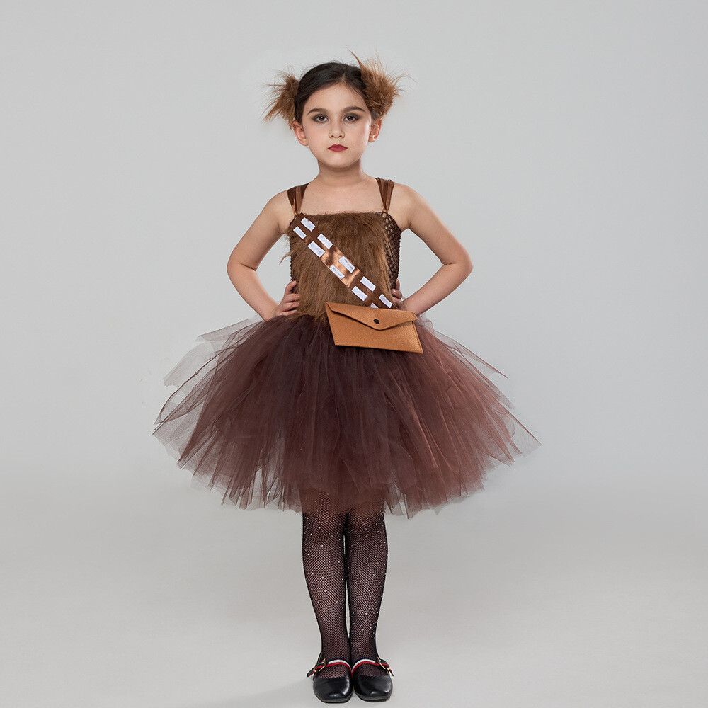brown tutu dress Star Wars Chewbacca Princess Skirts Halloween Stage Suits Costumes Velvet Organza A-Line Dark category_valentine's-day Skin tone/hair color:Light/Brunette Crafted with lycra