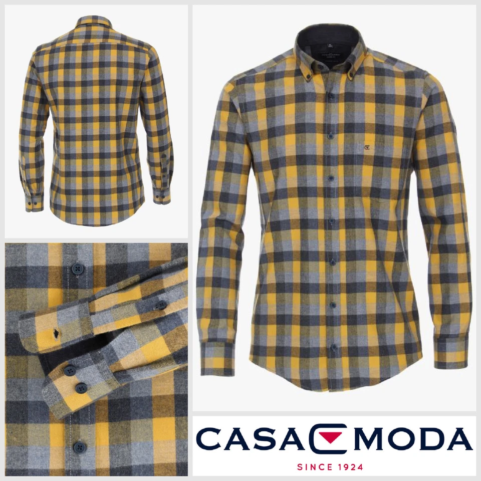 Casa Moda Mens Shirt Top Size M 39/ 40 Casual Fit NON IRON Cashmere Feel Yellow