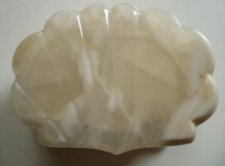 VINTAGE ELEGANT ALABASTER TRINKET BOX - JEWELRY BOX, WHITE STRIPED BROWN ONYX