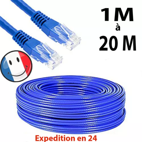 Cable RJ45 RÉSEAU ETHERNET INTERNET ORDINATEUR CONSOLE CAT 5E 1 Métre à 20 Métre
