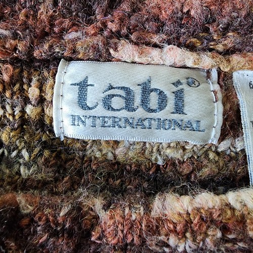 TABI Wool Blend Sweater Womens Small Brown Marl Tortoise Crew Knit Grannie Cabin - Picture 3 of 15
