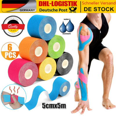 6 Rollen Elastisches Kinesiologie Tape Sport Kinesiology Physiotape-Tapes,5cm*5m