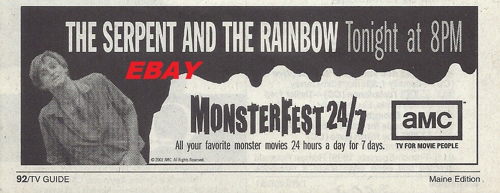 2002-the-serpent-and-the-rainbow-tv-guide-ad-clipping-amc-monsterfest-ebay