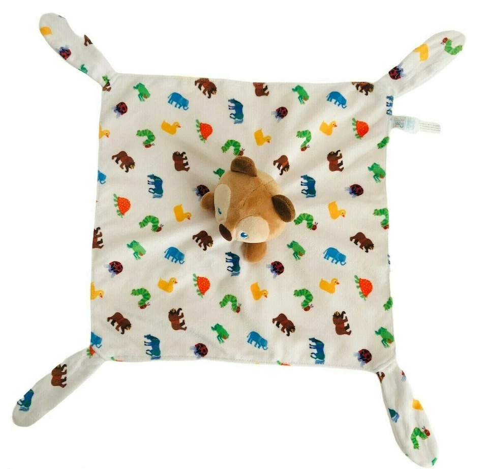 Manta de seguridad Kids Preferred Brown Bear Lovey 13 X13” satinado Eric Carle blanca Foto 2 de 4